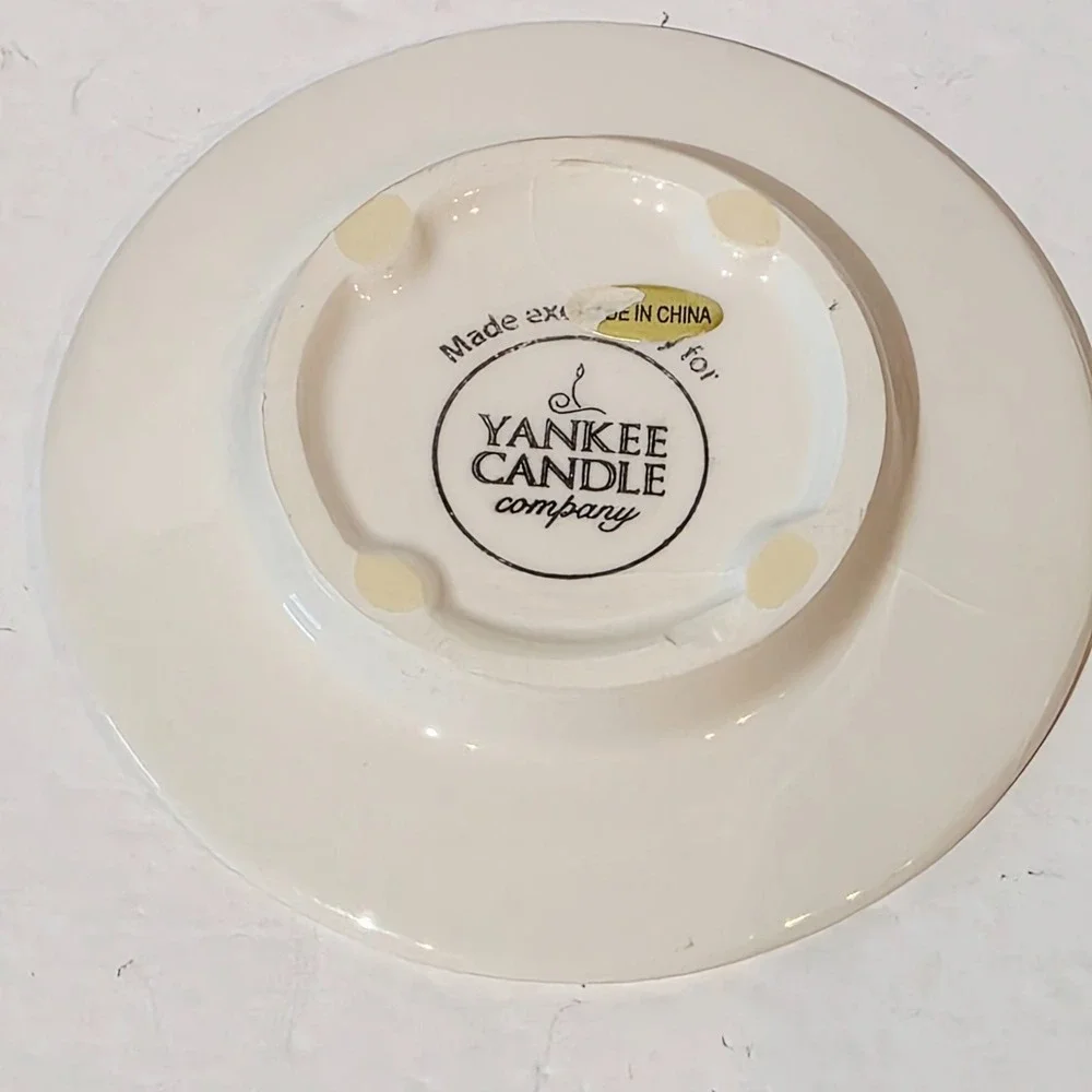 2 Pc Yankee Candle Small Shade Topper Plate Luster Christmas Snowmen Design